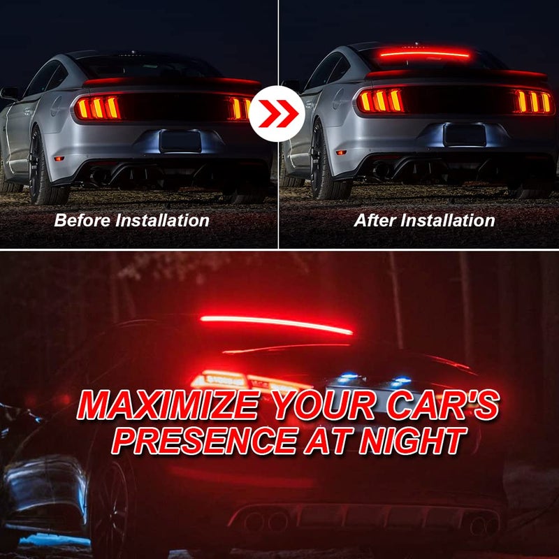 OPP ULITE LED Third Brake Light Strip Bar, 5 Function Sequential Turn Signal Brake Running Double Flash Flexible 40Inch High Mount Stop Lights Strips for Jeep Pickup Truck VAN RV SUV Bus Cargo (Brake 10W-100) - Image 3